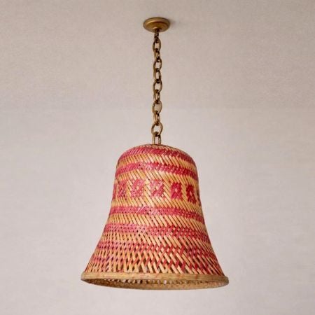 Handcrafted Bamboo Pink Woven Pendant Lamp